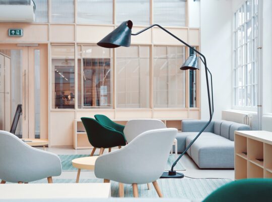 black floor lamp on living room sofa